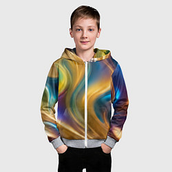 Толстовка на молнии детская Жидкий разноцветный металл, цвет: 3D-меланж — фото 2