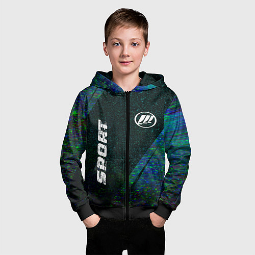 Детская толстовка на молнии Lifan sport glitch blue / 3D-Черный – фото 3