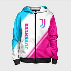 Толстовка на молнии детская Juventus neon gradient style вертикально, цвет: 3D-черный