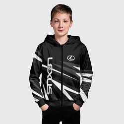 Толстовка на молнии детская Лексус - монохромная абстракция, цвет: 3D-черный — фото 2