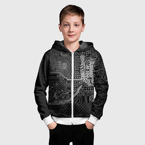 Детская толстовка на молнии Микросхема плата / 3D-Белый – фото 3
