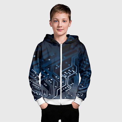 Детская толстовка на молнии Дорожки платы / 3D-Белый – фото 3