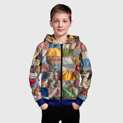 Детская толстовка на молнии Patchwork - ai art / 3D-Синий – фото 3