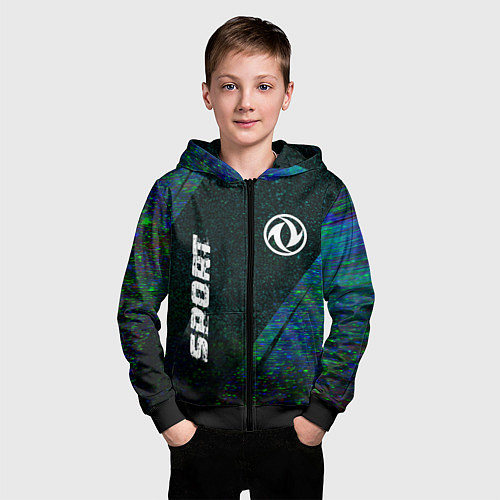 Детская толстовка на молнии Dongfeng sport glitch blue / 3D-Черный – фото 3