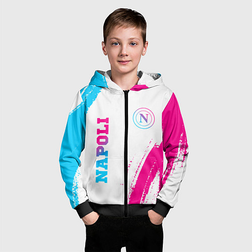 Детская толстовка на молнии Napoli neon gradient style вертикально / 3D-Черный – фото 3