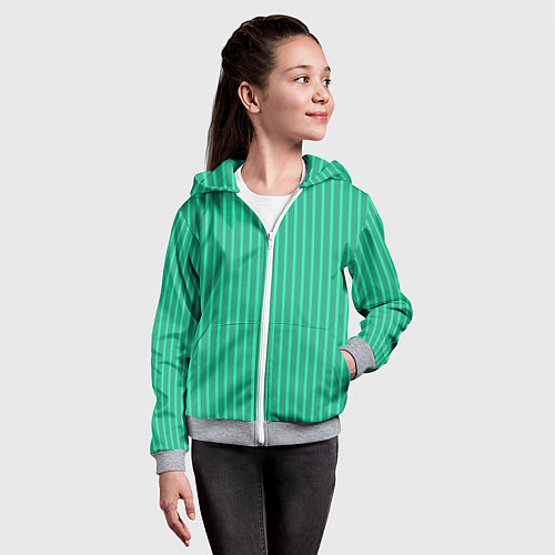 Детская толстовка на молнии Зелёный Крайола полосатый / 3D-Меланж – фото 4