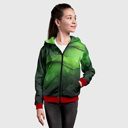 Толстовка на молнии детская Зеленая яркая абстрактная текстура, цвет: 3D-красный — фото 2