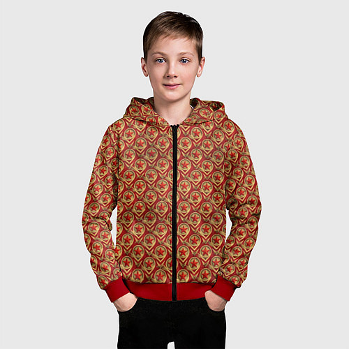 Детская толстовка на молнии Звезды в стиле СССР / 3D-Красный – фото 3