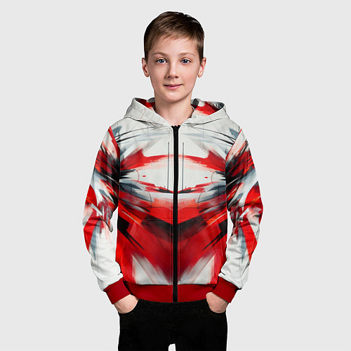 Детская толстовка на молнии Абстракция кчб / 3D-Красный – фото 3