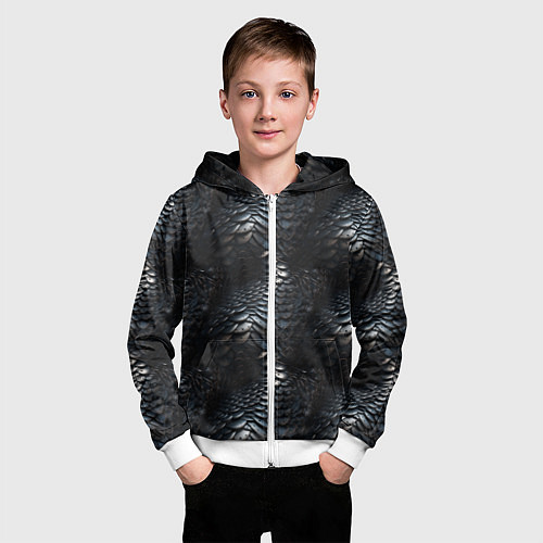 Детская толстовка на молнии Блестящая металлическая броня / 3D-Белый – фото 3