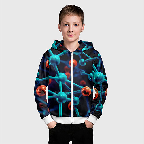 Детская толстовка на молнии Молекулы под микроскопом / 3D-Белый – фото 3