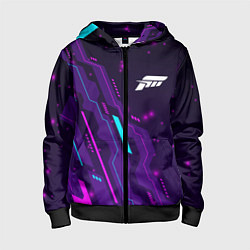 Толстовка на молнии детская Forza Horizon neon gaming, цвет: 3D-черный