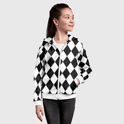 Толстовка на молнии детская Арлекин черно-белый, цвет: 3D-белый — фото 2