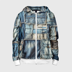 Толстовка на молнии детская Patchwork denim - vogue, цвет: 3D-белый