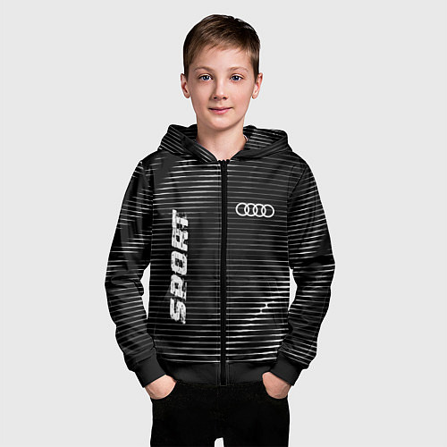 Детская толстовка на молнии Audi sport metal / 3D-Черный – фото 3
