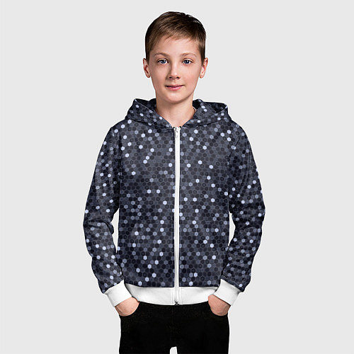 Детская толстовка на молнии Соты металлический синий / 3D-Белый – фото 3