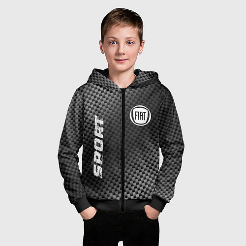 Детская толстовка на молнии Fiat sport carbon / 3D-Черный – фото 3