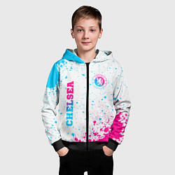 Толстовка на молнии детская Chelsea neon gradient style вертикально, цвет: 3D-черный — фото 2