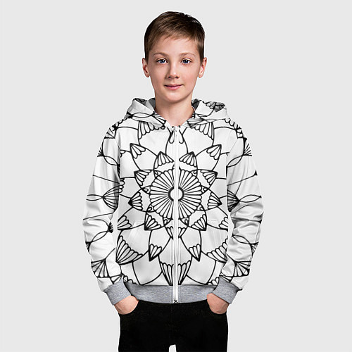 Детская толстовка на молнии Мандала узор ракушка / 3D-Меланж – фото 3