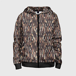 Толстовка на молнии детская Светло-коричневый паттерн полосочки, цвет: 3D-черный