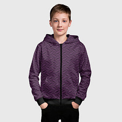 Толстовка на молнии детская Тёмный фиолетовый волнистые полосы, цвет: 3D-черный — фото 2