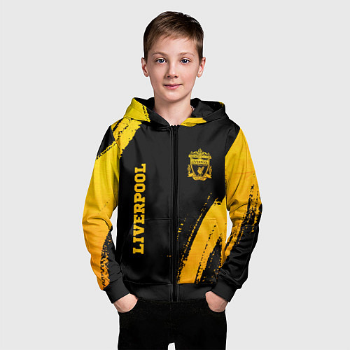 Детская толстовка на молнии Liverpool - gold gradient вертикально / 3D-Черный – фото 3