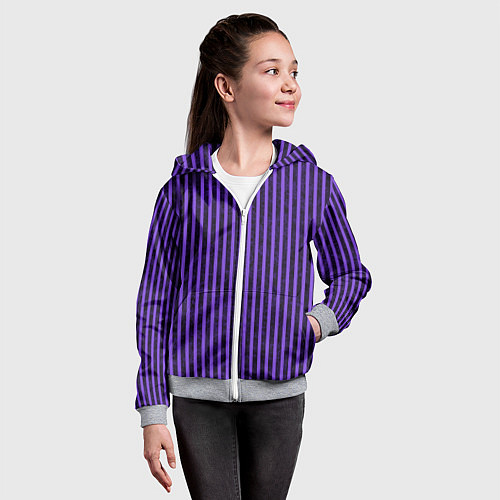 Детская толстовка на молнии Полосатый яркий фиолетовый / 3D-Меланж – фото 4