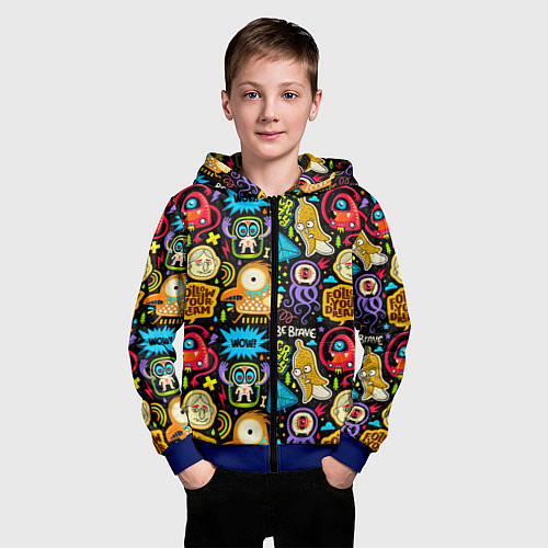 Детская толстовка на молнии Follow your dream monsters / 3D-Синий – фото 3