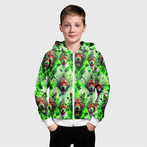 Детская толстовка на молнии Волки эпический паттерн / 3D-Белый – фото 3