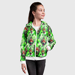 Толстовка на молнии детская Волки эпический паттерн, цвет: 3D-белый — фото 2