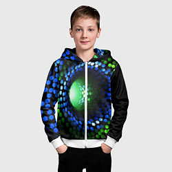 Толстовка на молнии детская Червоточина - гексагональные чешуйки со свечением, цвет: 3D-белый — фото 2