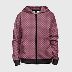 Толстовка на молнии детская Приглушённый тёмно-розовый паттерн квадратики, цвет: 3D-черный