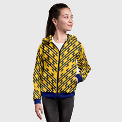Толстовка на молнии детская Чёрные полосы на жёлтом фоне, цвет: 3D-синий — фото 2
