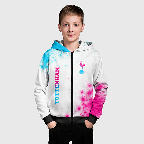 Детская толстовка на молнии Tottenham neon gradient style вертикально / 3D-Черный – фото 3