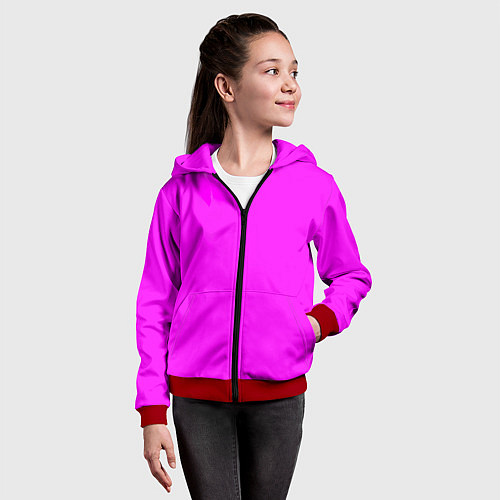 Детская толстовка на молнии Яркий розовый / 3D-Красный – фото 4