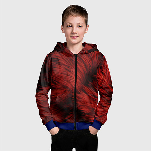Детская толстовка на молнии Красная шерсть / 3D-Синий – фото 3