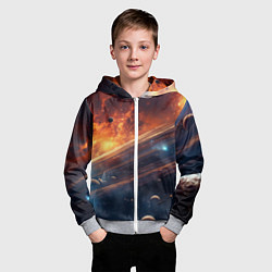 Толстовка на молнии детская Млечный путь космос, цвет: 3D-меланж — фото 2
