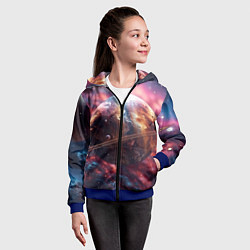 Толстовка на молнии детская Объемный космос и планеты, цвет: 3D-синий — фото 2