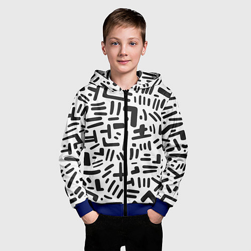 Детская толстовка на молнии Паттерн линиями / 3D-Синий – фото 3