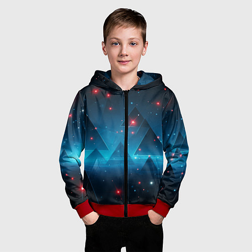 Детская толстовка на молнии Пирамиды в космосе абстракции / 3D-Красный – фото 3