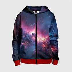 Толстовка на молнии детская Взрыв в космосе, цвет: 3D-красный