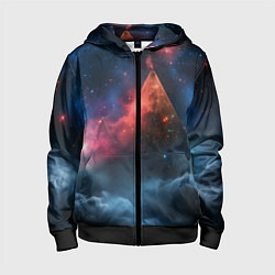 Толстовка на молнии детская Космическая абстракция пирамида, цвет: 3D-черный