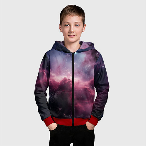 Детская толстовка на молнии Абстрактный космос фантастика / 3D-Красный – фото 3