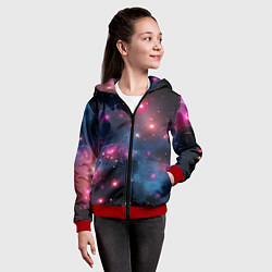 Толстовка на молнии детская Абстрактный космос фантастика, цвет: 3D-красный — фото 2