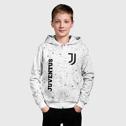 Детская толстовка на молнии Juventus sport на светлом фоне вертикально / 3D-Белый – фото 3