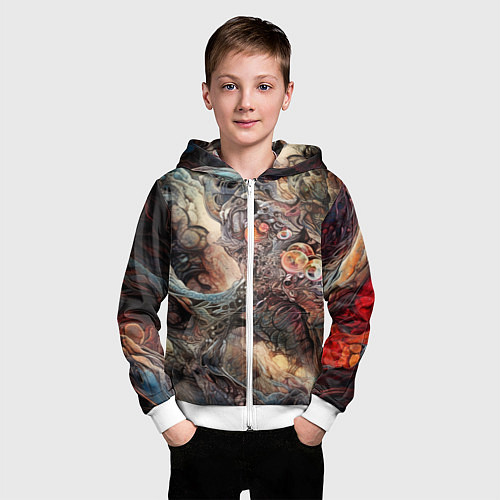 Детская толстовка на молнии Бесконечный хаос / 3D-Белый – фото 3