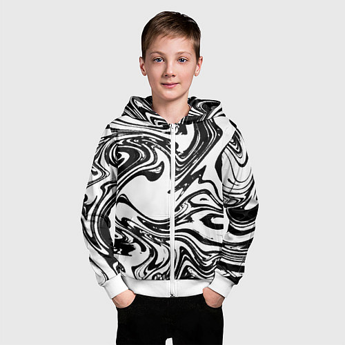 Детская толстовка на молнии Абстрактная черно-белая / 3D-Белый – фото 3