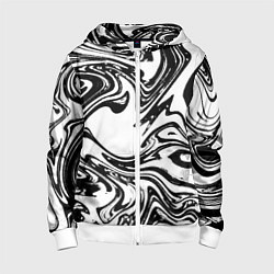 Толстовка на молнии детская Абстрактная черно-белая, цвет: 3D-белый