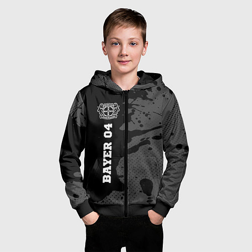 Детская толстовка на молнии Bayer 04 sport на темном фоне по-вертикали / 3D-Черный – фото 3