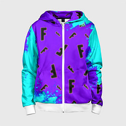 Толстовка на молнии детская Fortnite neon steel colors epic, цвет: 3D-белый